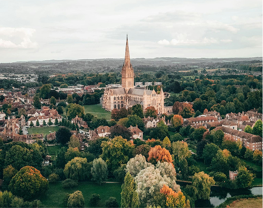 Aerial view of Norwich city centre and cathedral, the area served by Stibbons Gas